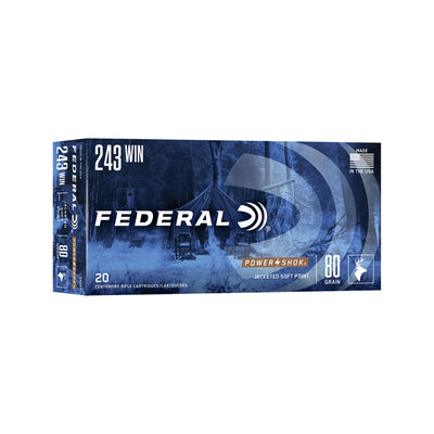 Federal .243 Win Power-Shok 80gr Jacketed Soft Point Bullets - buy online from connollys red mills outdoor pursuits gun shop