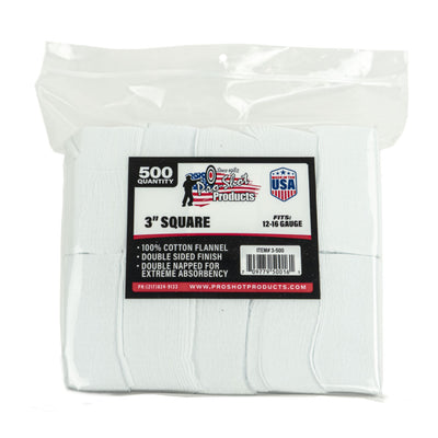 Pro-Shot Gun Cleaning Patches 3" Square 500pcs RED MILLS OUTDOOR PURSUITS KILKENNY IRELAND