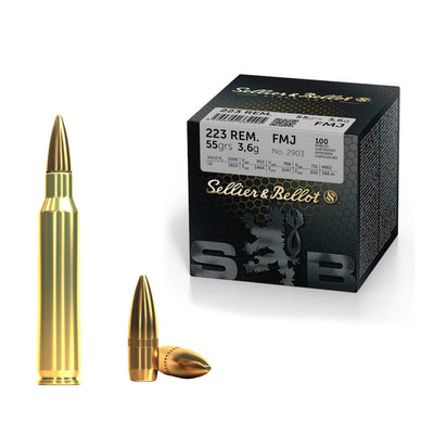 Sellier & Bellot .223 55g Full Metal Jacket Bullets - 100pcs/box