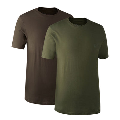 Deerhunter T-Shirt 2-Pack green and brown cotton shirts