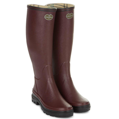 Le Chameau Women's Boots with Giverny Jersey Lined Bottillon - in cherry red