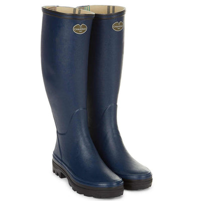 Le Chameau Women's Boots with Giverny Jersey Lined Bottillon - in  marine blue